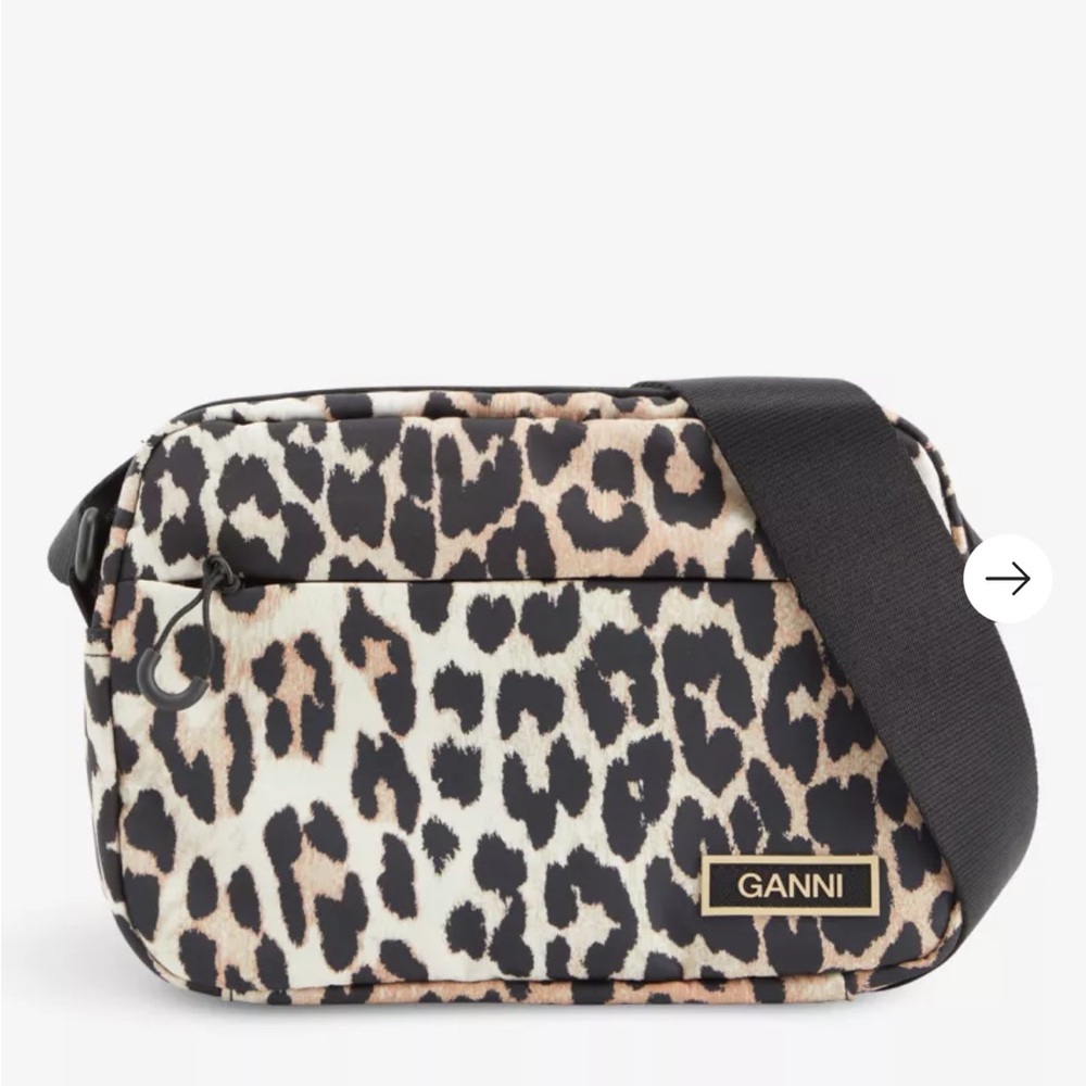 Ganni Leopard Print Festival Tech Crossbody Bag Adjustable Strap Travel Club NWT